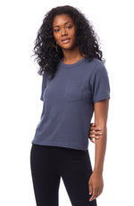 Ombre Blue classic fit, single pocket, slightly cropped tee