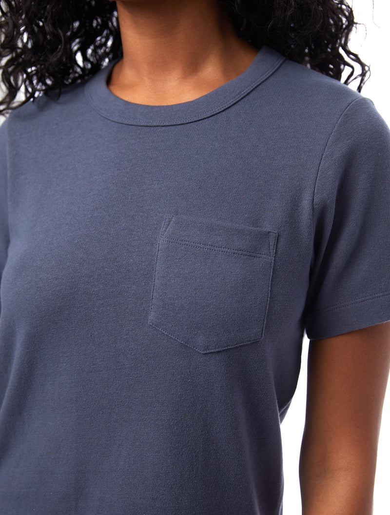 Ombre Blue classic fit, single pocket, slightly cropped tee