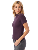 Dark Purple slim fit, refined mock neck, short sleeve tee.