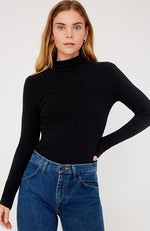 Tar Black slim fitting long sleeve turtleneck made from thick textured rib.