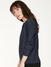 Midnight Navy top has a relaxed fit, dropped shoulders and a box pleat at front neckline.