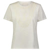 White relaxed fit crew neck T Shirt with intricate tonal hand embroidery at front neckline/body